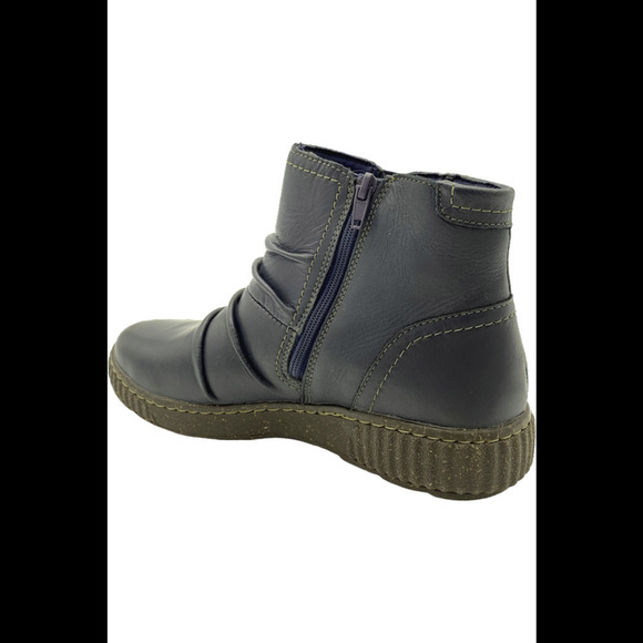 Clarks Collection Leather Ruched Ankle Boots Caroline Orchid Navy - Wide - Picture 3 of 3